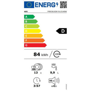 Voľne stojaca umývačka riadu AEG FFB53610ZW, 60 cm, 13 sad