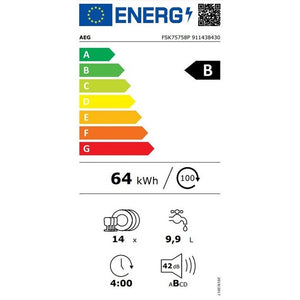 Voľne stojaca umývačka riadu AEG FSK75758P, B,60cm,14sád