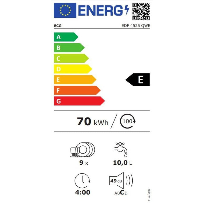 Voľne stojaca umývačka riadu ECG EDF 4525 QWE, 45 cm, 9 sád