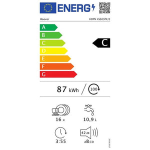 Voľne stojaca umývačka riadu Hoover HDPN 4S603PX/E,60cm,16súprav