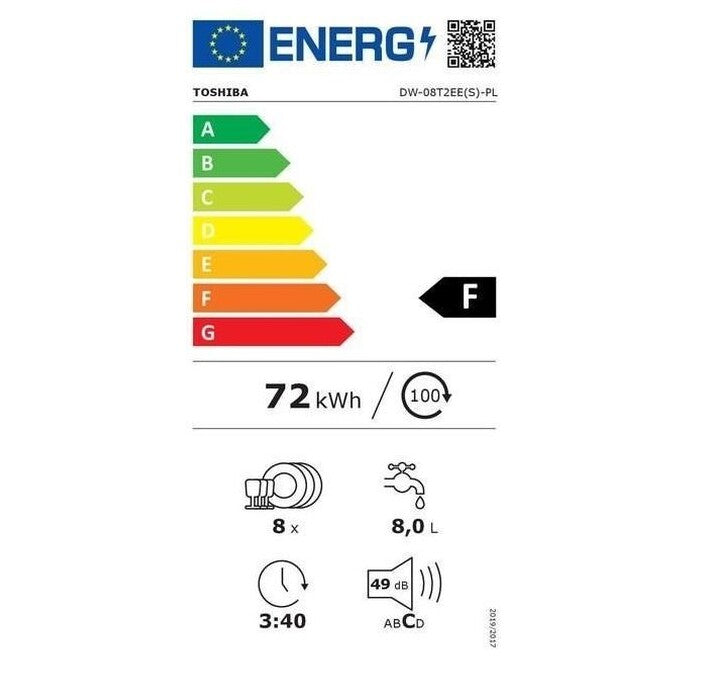 Voľne stojaca umývačka riadu Toshiba DW-08T2EE(S)-CZ