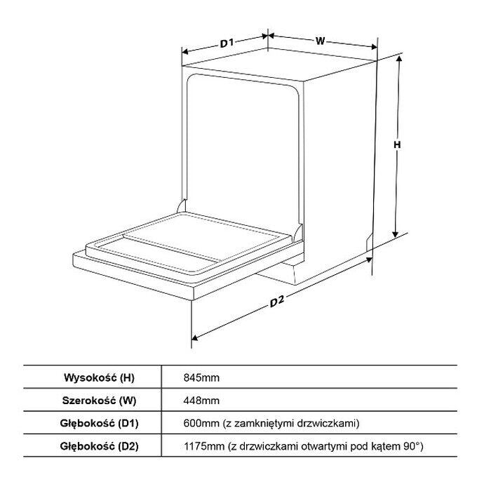 Voľne stojaca umývačka riadu Toshiba DW-10F2EE(S)-CZ