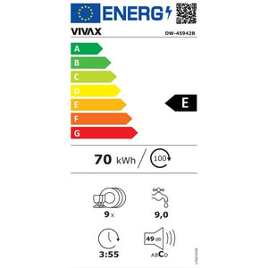 Voľne stojaca umývačka riadu Vivax DW-45942B, 45cm, 9sád POŠKODENÝ OBAL