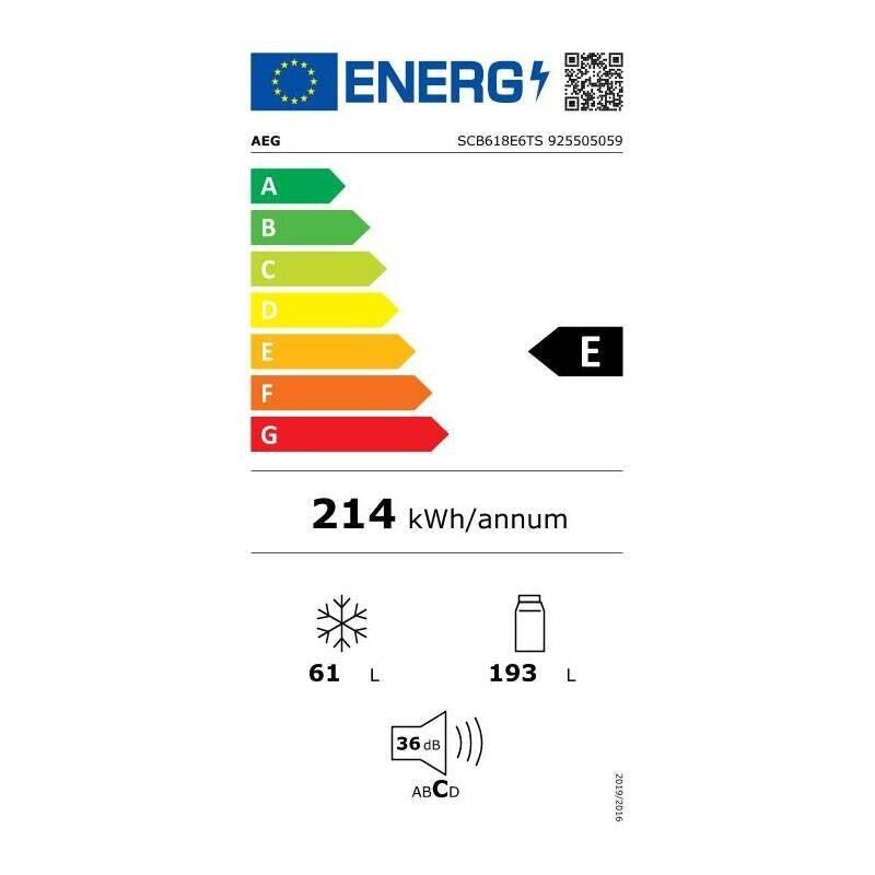 Vstavaná kombinovaná chladnička AEG SCB618E6TS