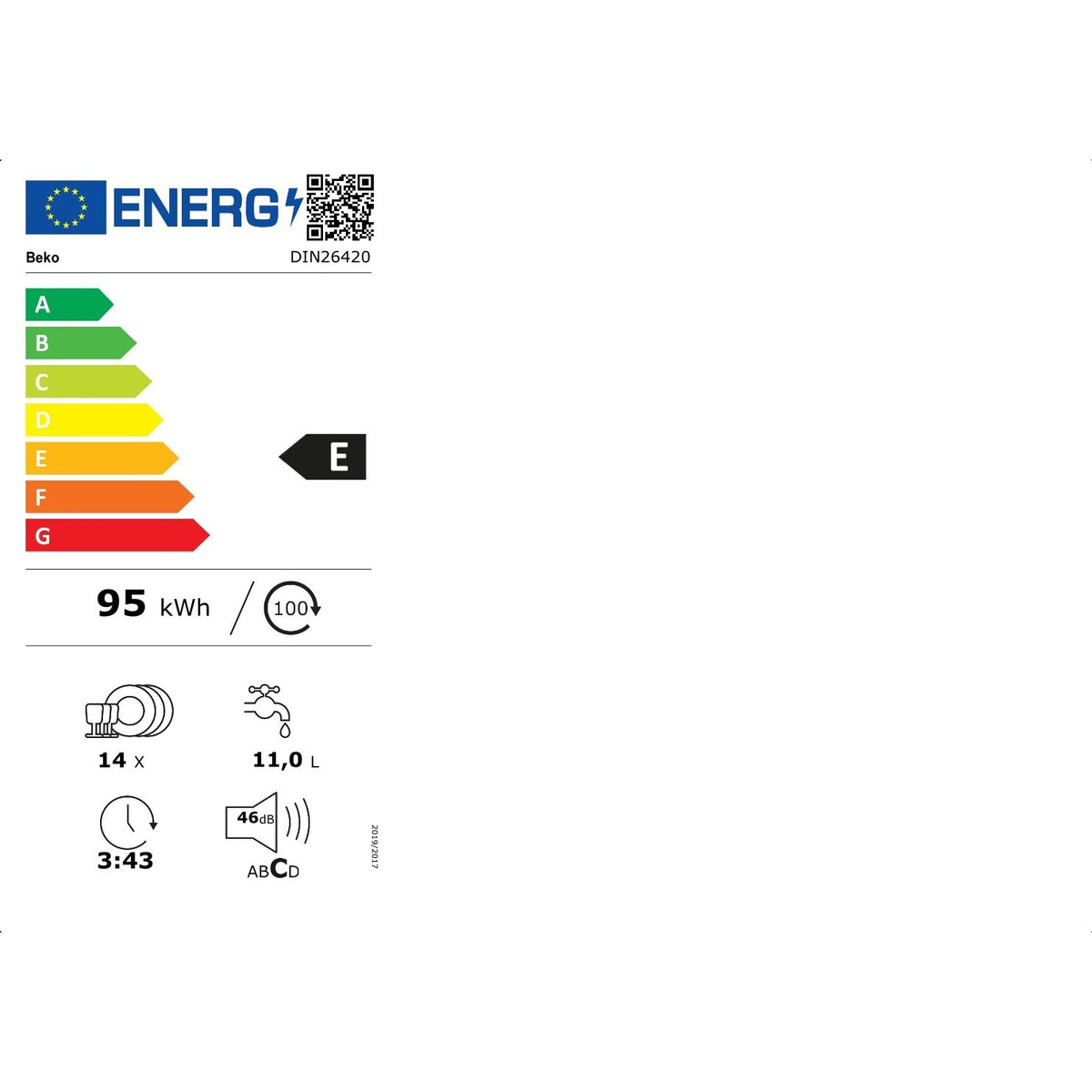 Vstavaná umývačka riadu Beko DIN 26420