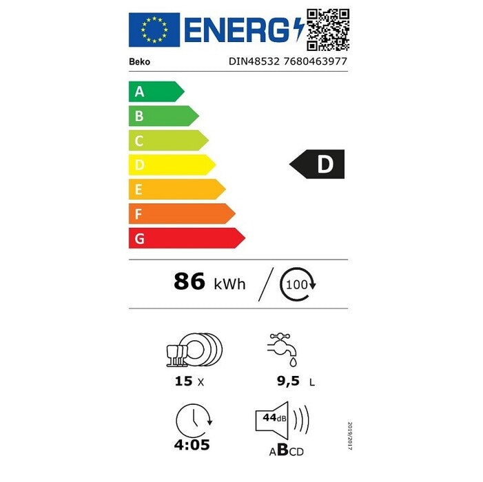 Vstavaná umývačka riadu Beko DIN48532, 60cm, 15sád