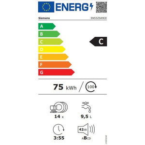 Vstavaná umývačka riadu Siemens SN55ZS49CE, 60 cm, 14 súprav