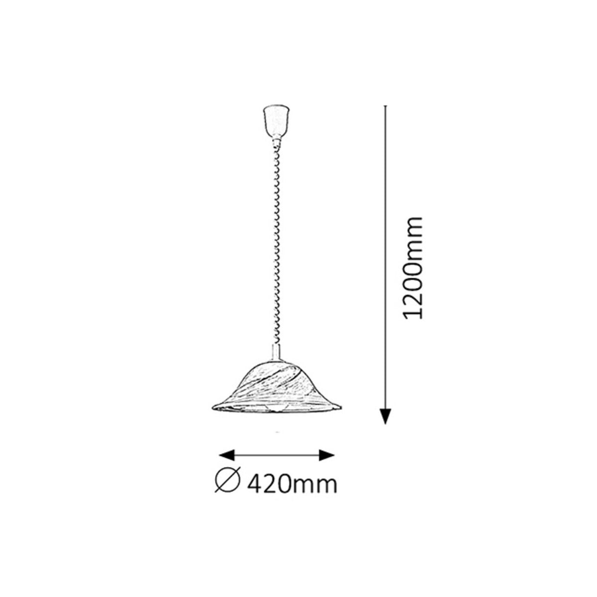 Závesné svietidlo E27 1x60W, IP20,alabastrové sklo,priemer 42 cm