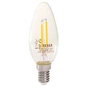 LED sviečka Tesla, Filament retro E14, 2,5 W, 2700K, teplá biela