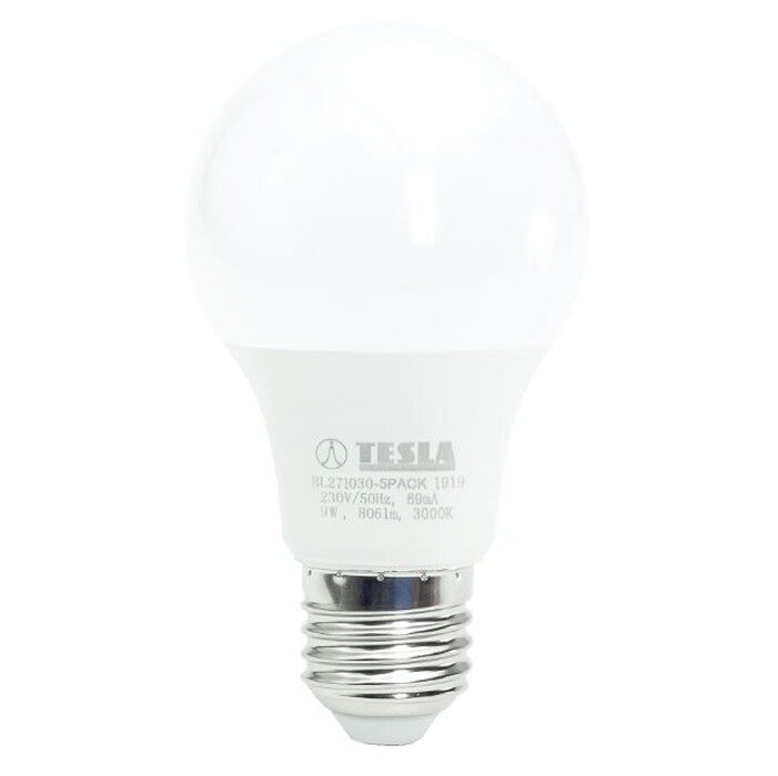 LED žiarovka Tesla, E27, 8W, 3000K, teplá biela, 5ks v balenie